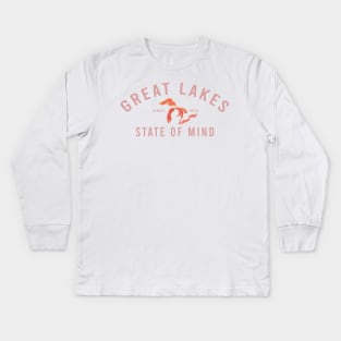 Great Lakes State of Mind Blush Lakes Kids Long Sleeve T-Shirt